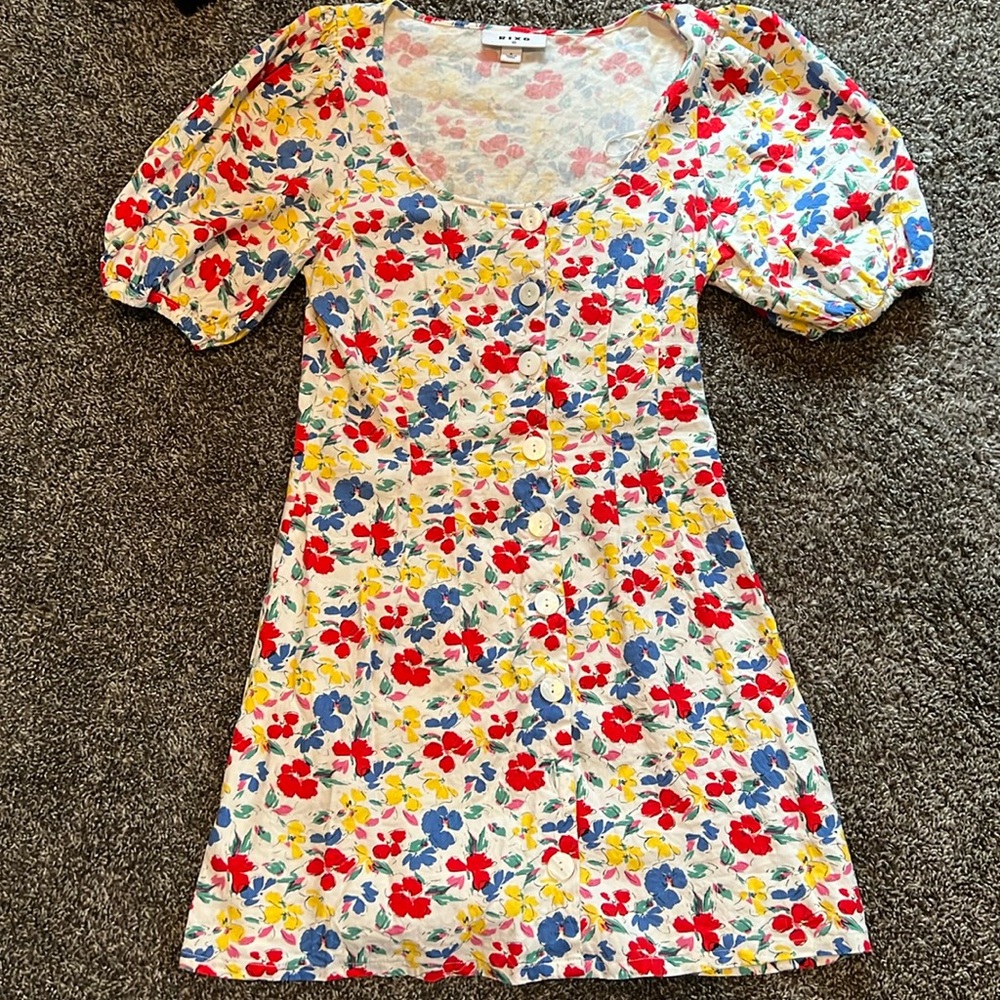 Rixo for Target Floral Short Sleeve Button Up Dress